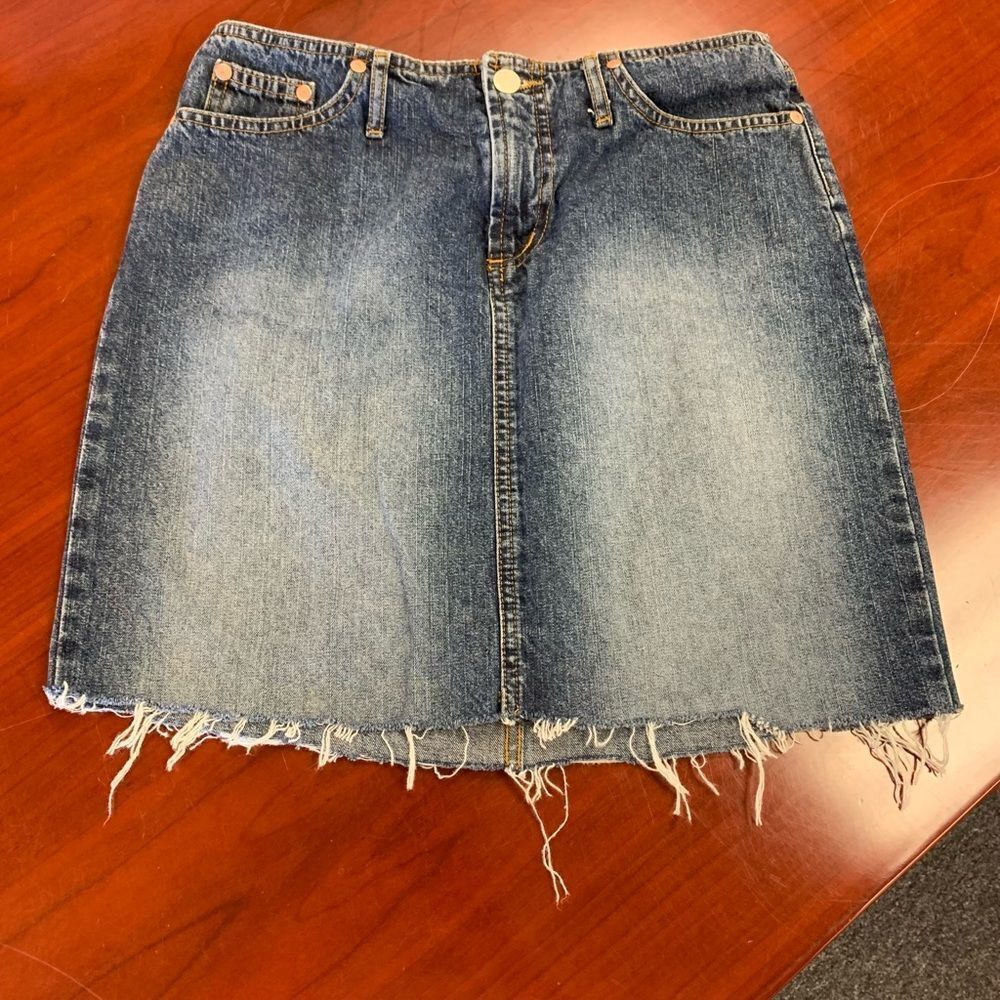 Vintage Paris Blues Raw Hem Denim Skirt sz 3 EUC